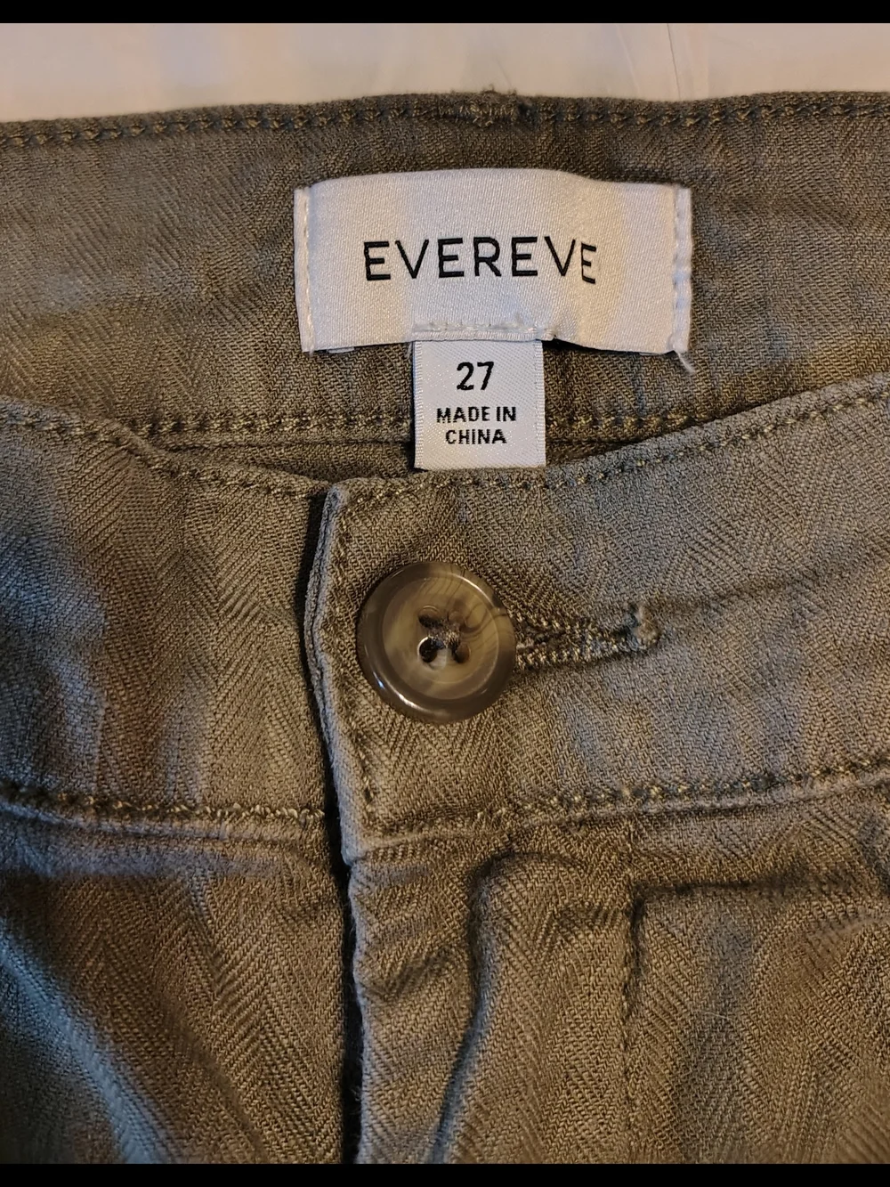 Evereve Olive Linen Blend Cargo Cropped Joggers Size 27